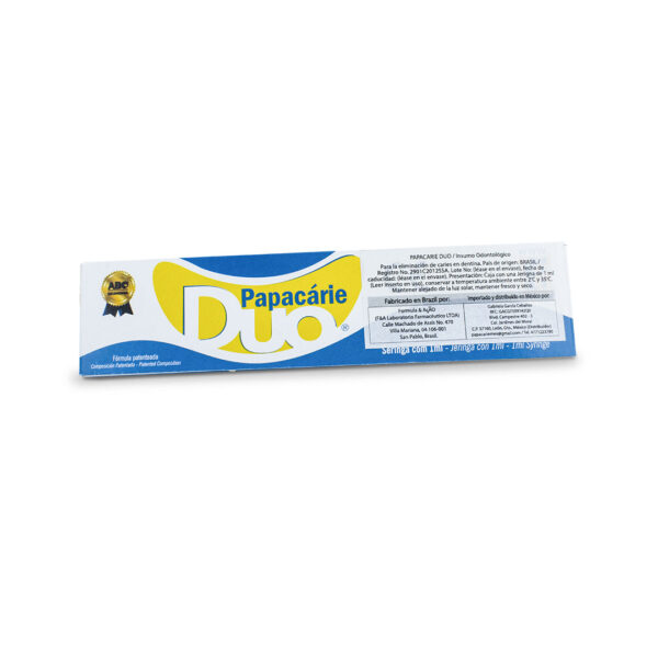 Papacarie Duo Gel para remocion de caries atraumáticamente jeringa con papaina 1 ml - Imagen 2