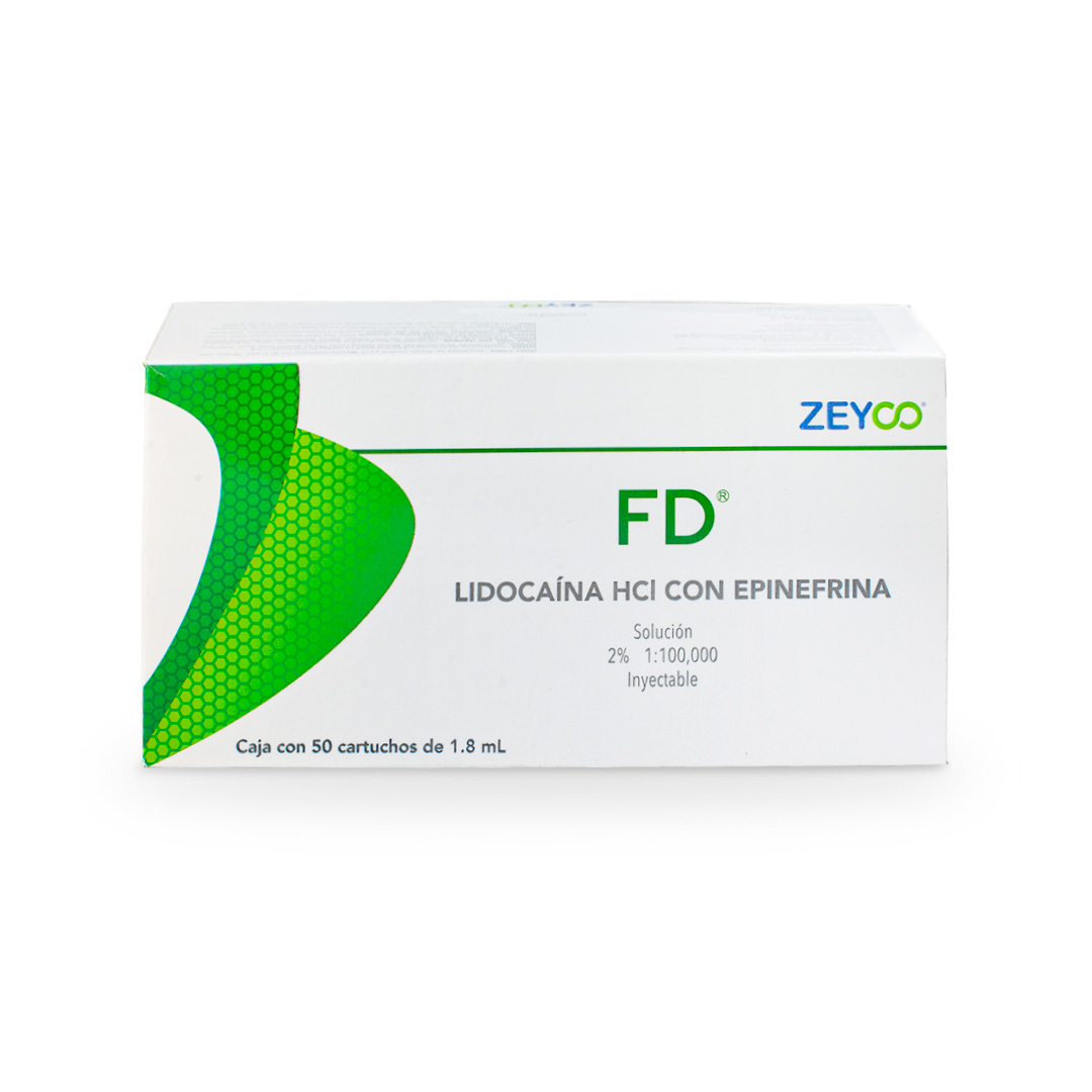 Lidocaína FD 2% anestesia lidocaína HCI con epinefrina Zeyco 50 cartuchos - Imagen 2