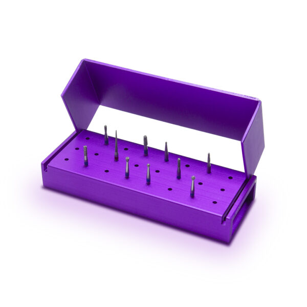 Kit de Fresas para Operatoria con fresero metálico morado SS WHITE 10 fresas