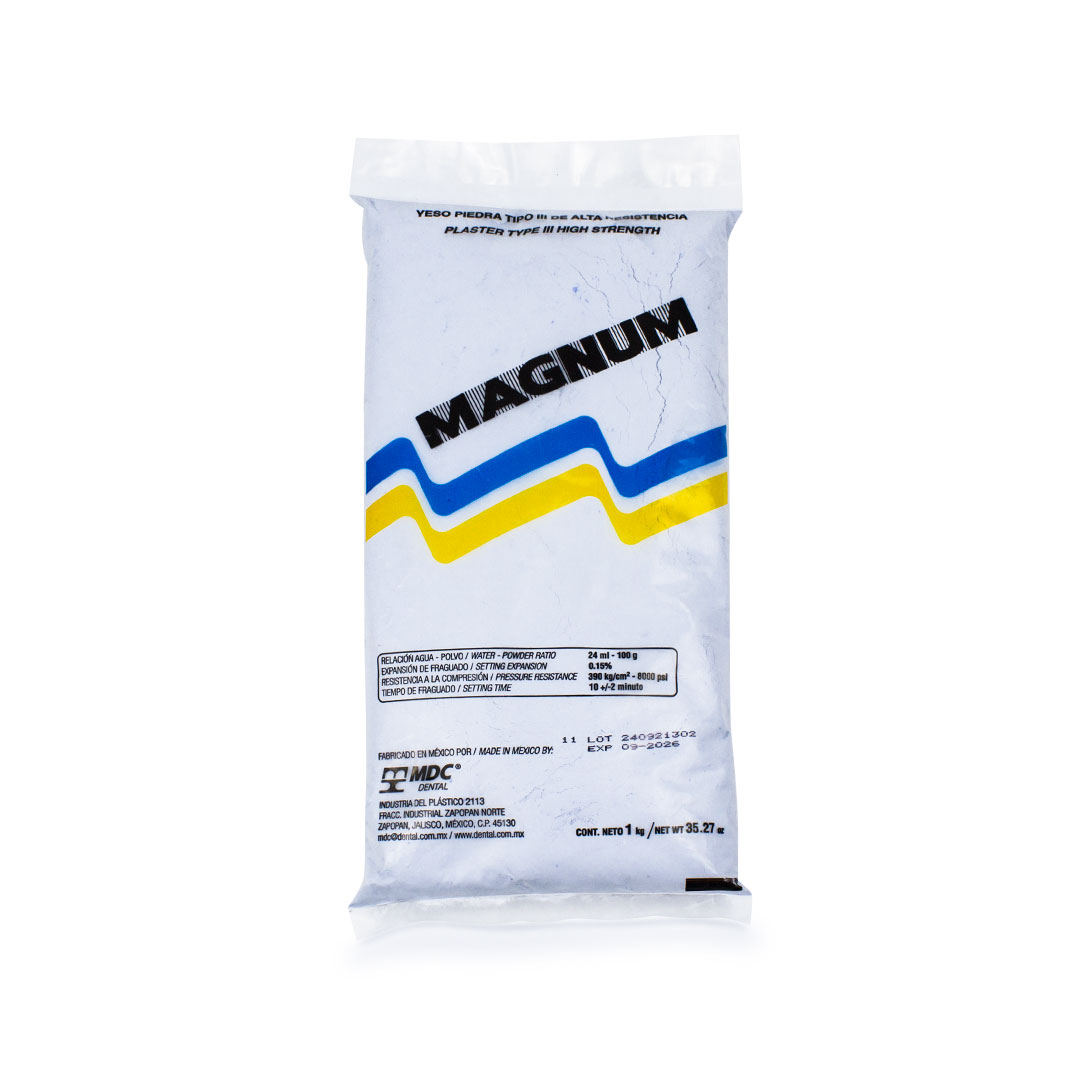 Magnum Yeso piedra de alta resistencia tipo III fraguado normal MDC Dental 1 kg - Imagen 2