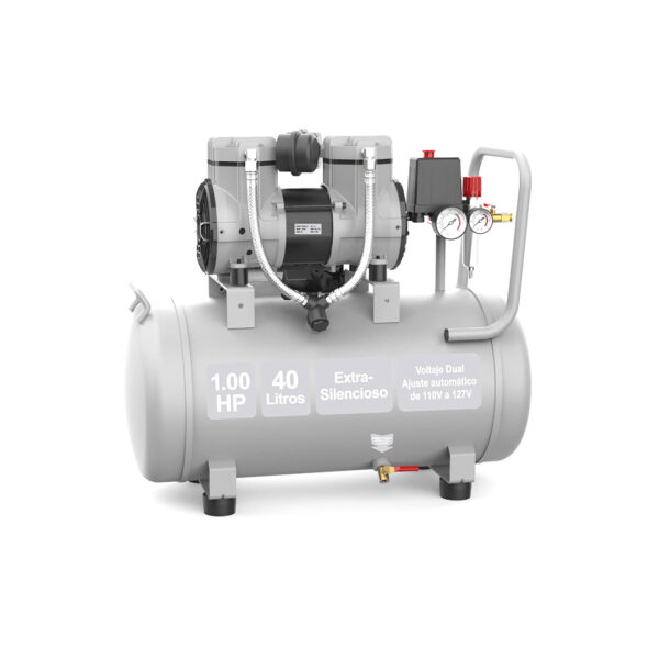 Compresor horizontal extra silencioso libre de aceite 40 litros 1HP Rosenthal - Imagen 3