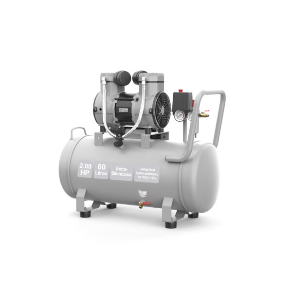 Compresor horizontal extra silencioso libre de aceite 60 litros 2 Hp Rosenthal - Imagen 3