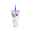 Vaso con tapa y popote de plástico reutilizable con diseño odontológico Odonto Bright