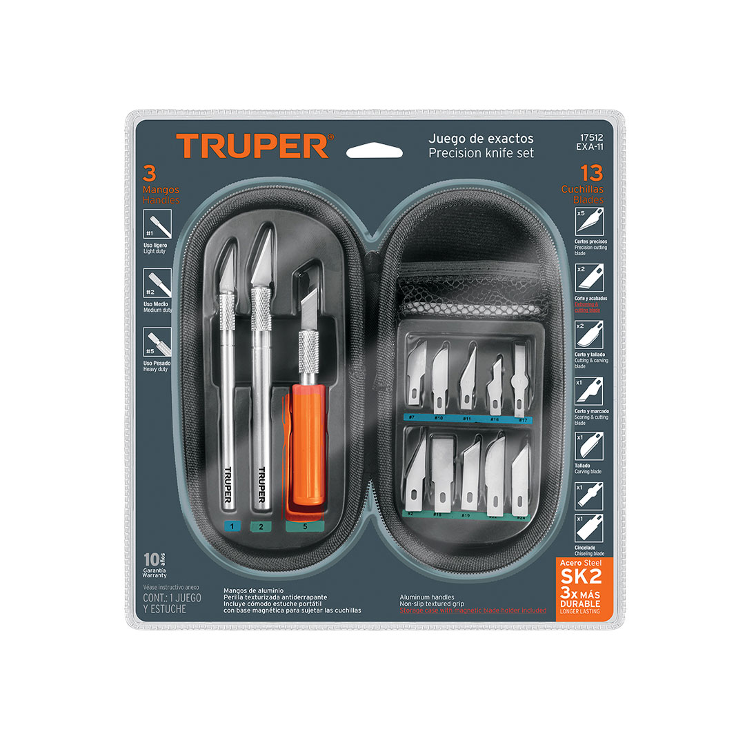 Juego de exactos con 13 cuchillas y estuche Truper - Imagen 2